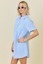 Load image into Gallery viewer, Striped Seersucker Easy Shirt Dress W/Pockets