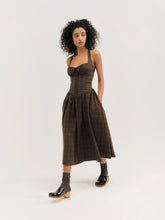 Load image into Gallery viewer, For Love & Lemons University Plaid Midi Dress / Brown