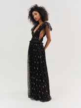Load image into Gallery viewer, For Love & Lemons Poppy Pleated Lace Maxi Dress / Black