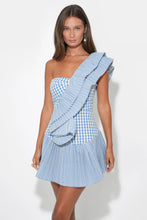 Load image into Gallery viewer, Adelyn Rae Ava One Shoulder Gingham Mini Dress