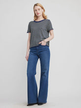 Load image into Gallery viewer, Self Contrast Celine Sweater Tee / Blue Olive Stripe