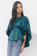 Load image into Gallery viewer, Adelyn Rae Jade Satin Cape Blouse