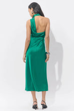 Load image into Gallery viewer, Adelyn Rae Jodie High Neck Satin Dress / Emerald