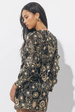 Load image into Gallery viewer, Adelyn Rae Kaylen 3D Lace Blouse / Black/Gold