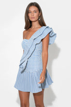 Load image into Gallery viewer, Adelyn Rae Ava One Shoulder Gingham Mini Dress