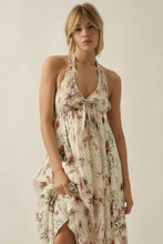 Load image into Gallery viewer, Promesa Bouquet By Me Floral Print Smocked Halter Maxi Dress