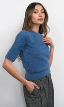 Load image into Gallery viewer, Greylin Odette Fuzzy Elbow Sleeve Top / Indigo