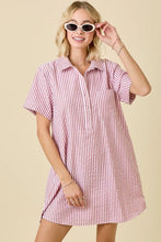 Load image into Gallery viewer, Striped Seersucker Easy Shirt Dress W/Pockets