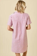 Load image into Gallery viewer, Striped Seersucker Easy Shirt Dress W/Pockets