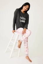 Load image into Gallery viewer, P.J. Salvage Feline Spooky Graphic Fleece Sweatshirt / H Slate