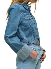 Load image into Gallery viewer, Hudson Cuffed Cropped Denim Jacket
