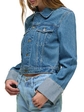 Load image into Gallery viewer, Hudson Cuffed Cropped Denim Jacket
