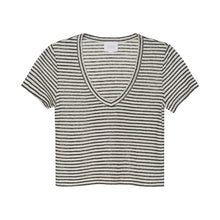 Load image into Gallery viewer, Sundays Stripe Linen Sister Tee
