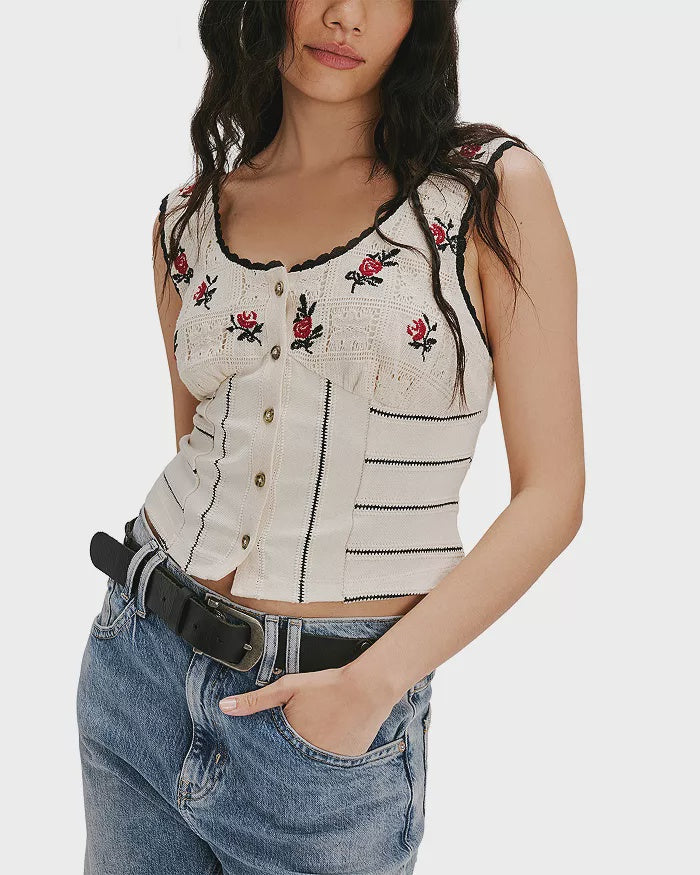 Free People Rose Bud Knit Top