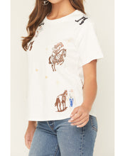 Load image into Gallery viewer, Blue B Western Motif Embroidered Graphic T Shirt
