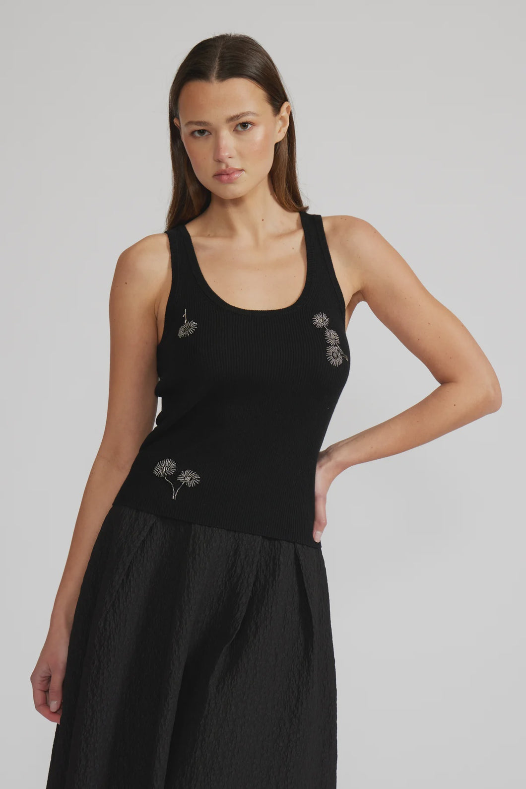 Lucy Paris Wendy Rhinestone Tank / Black