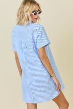 Load image into Gallery viewer, Striped Seersucker Easy Shirt Dress W/Pockets
