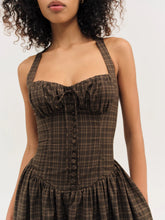 Load image into Gallery viewer, For Love &amp; Lemons University Plaid Midi Dress / Brown
