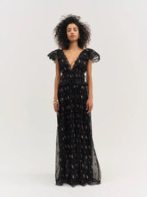 Load image into Gallery viewer, For Love &amp; Lemons Poppy Pleated Lace Maxi Dress / Black
