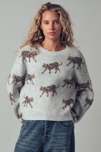 Load image into Gallery viewer, Playful Leopard Knit Crewneck Sweater / Mocha
