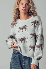 Load image into Gallery viewer, Playful Leopard Knit Crewneck Sweater / Mocha
