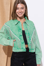 Load image into Gallery viewer, Rhinestone Fringe Denim Jacket - 2 Colors Available
