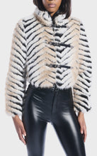 Load image into Gallery viewer, Azalea Wang Argyll Faux Fur Jacket / Beige Multi
