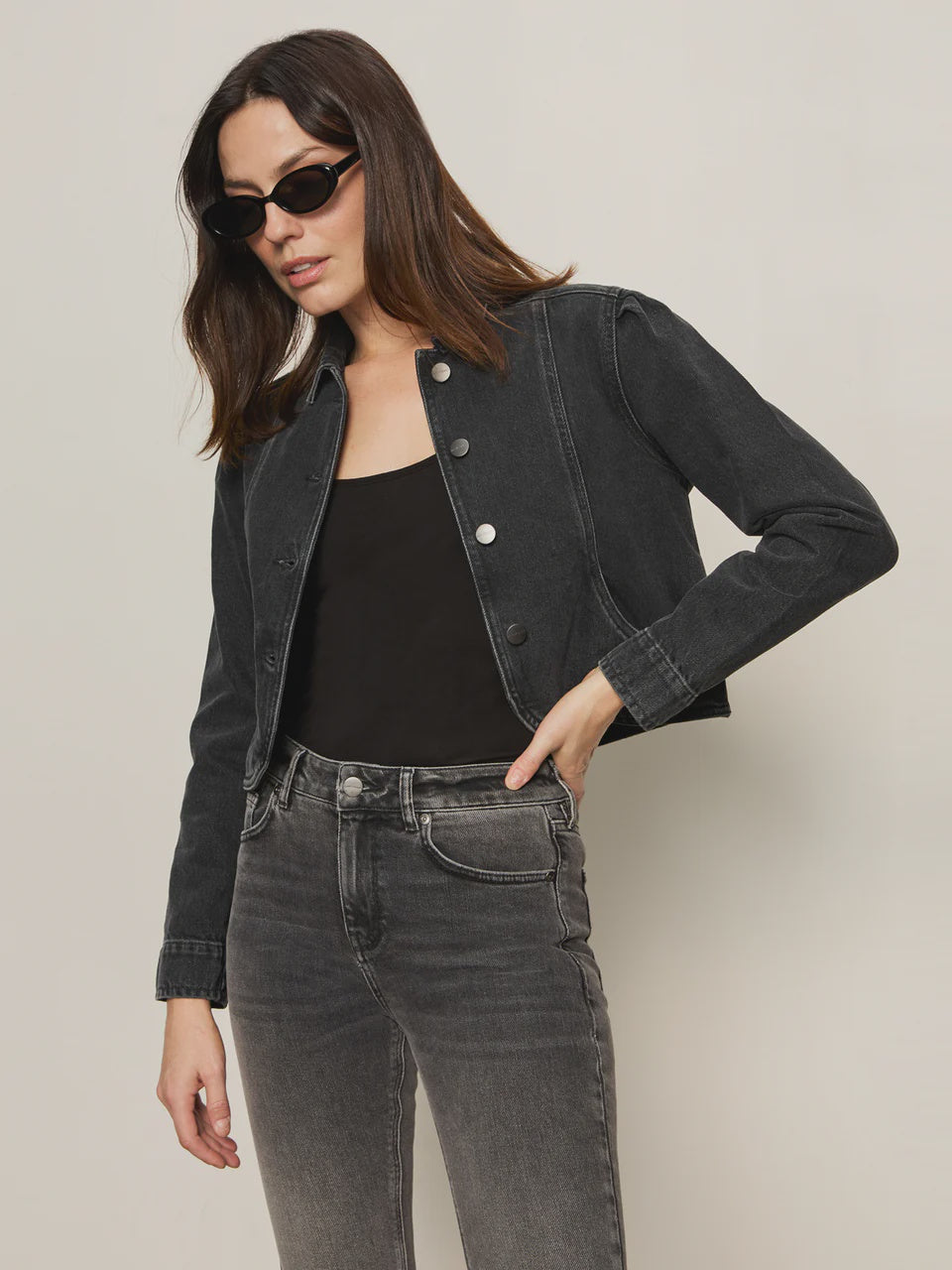 Sanctuary Denim Jacket in Washed Black