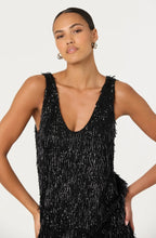 Load image into Gallery viewer, ASTR Emani Sequin Fringe Dress / Black
