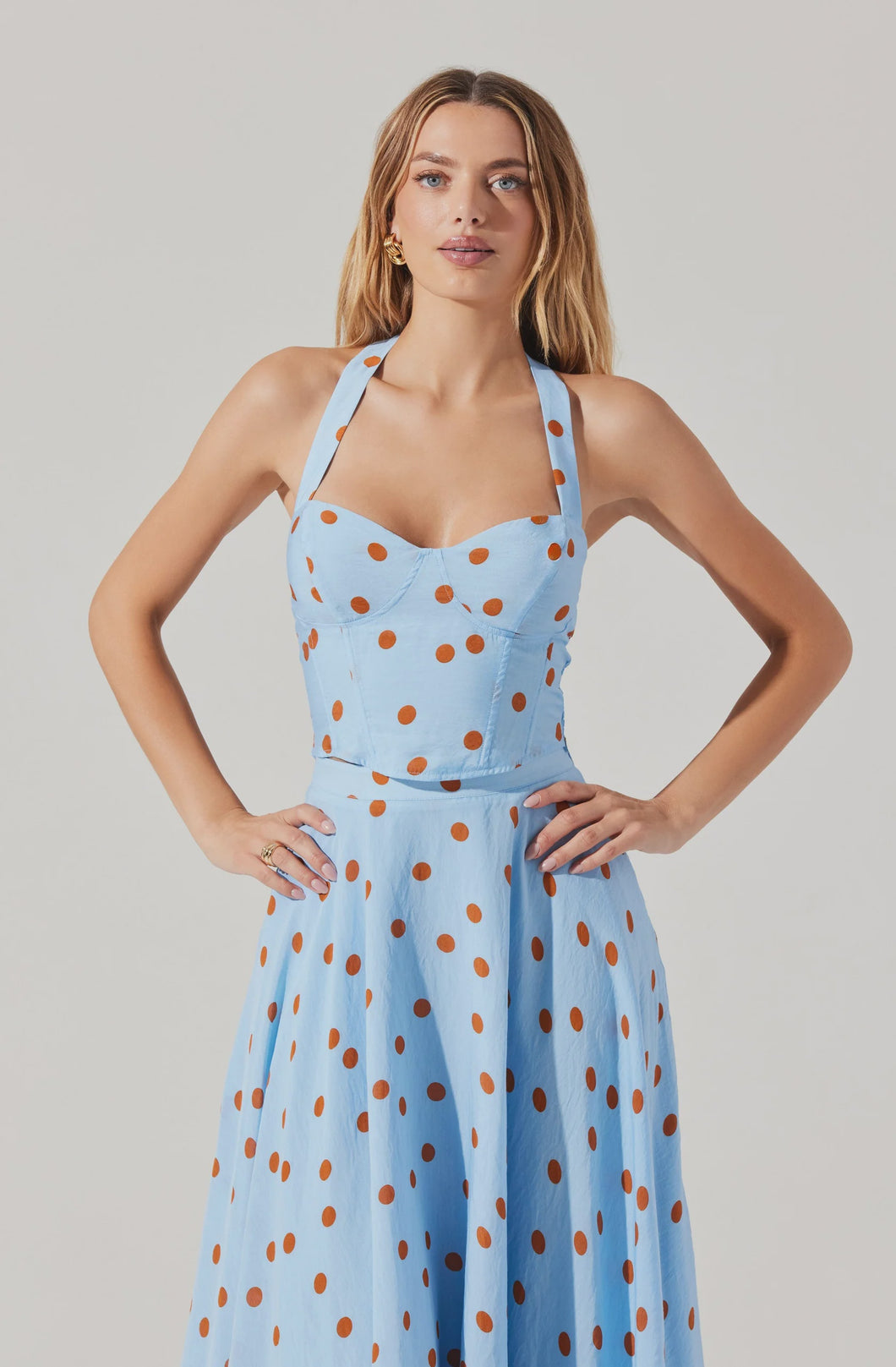 ASTR Janie Crop Polka Dot Top