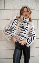 Load image into Gallery viewer, Azalea Wang Argyll Faux Fur Jacket / Beige Multi
