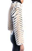Load image into Gallery viewer, Azalea Wang Argyll Faux Fur Jacket / Beige Multi
