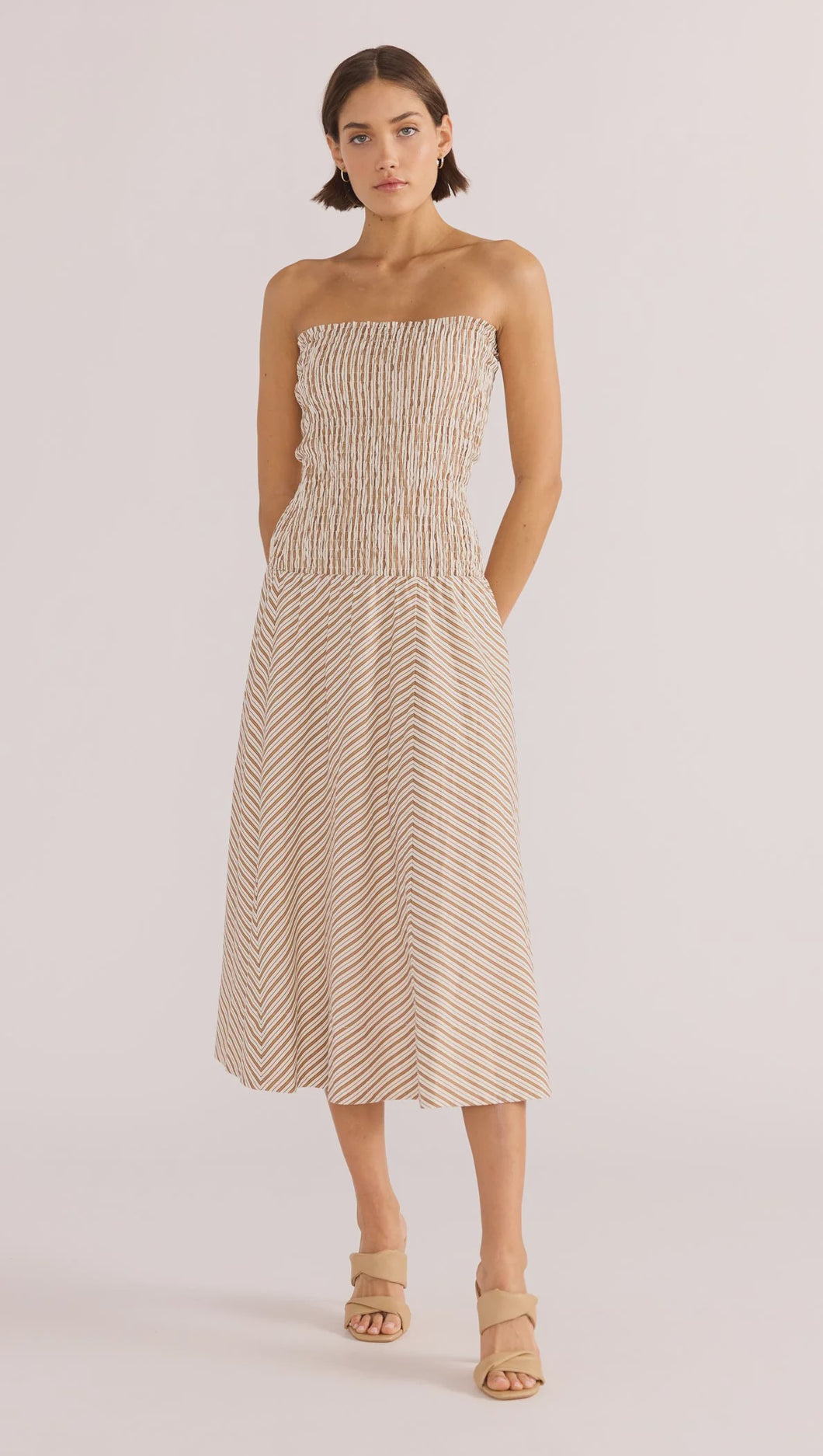 MINKPINK Artemis Shirred Midi Dress