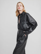 Load image into Gallery viewer, Self Contrast Blaze Crop Bomber Jacket / Black
