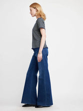 Load image into Gallery viewer, Self Contrast Celine Sweater Tee / Blue Olive Stripe
