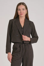 Load image into Gallery viewer, Elan Cropped Pinstripe Blazer / Black
