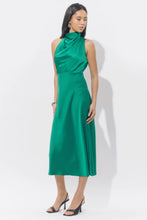 Load image into Gallery viewer, Adelyn Rae Jodie High Neck Satin Dress / Emerald
