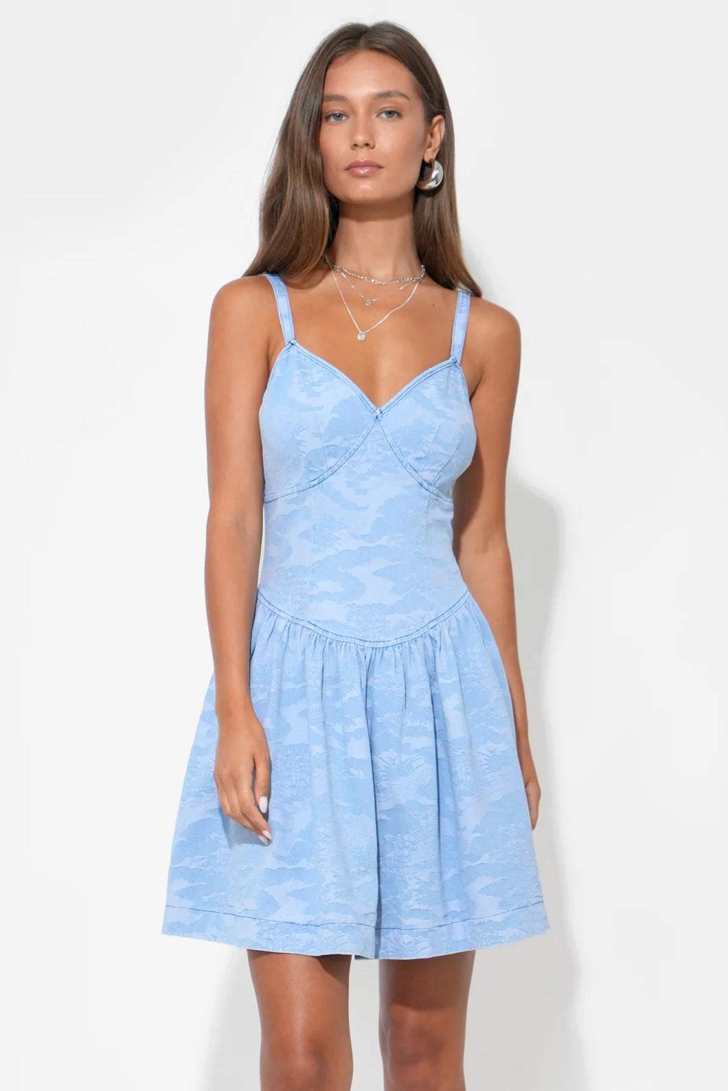 Adelyn Rae Myla Jacquard Denim Mini Dress