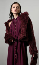 Load image into Gallery viewer, Greylin Maddox Shaggy Faux Fur Cropped Coat / Dark Cherry
