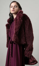 Load image into Gallery viewer, Greylin Maddox Shaggy Faux Fur Cropped Coat / Dark Cherry
