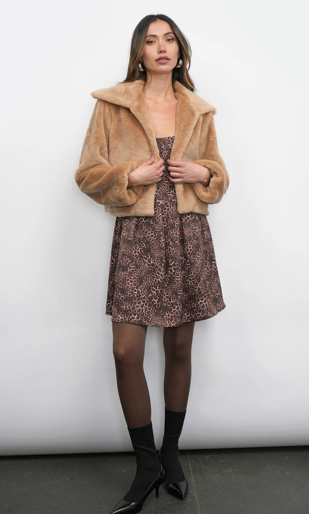 Greylin Hailey Faux Fur Coat / Biscotti