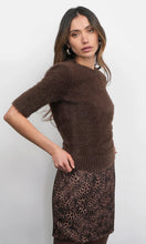 Load image into Gallery viewer, Greylin Odette Fuzzy Elbow Sleeve Top / Espresso

