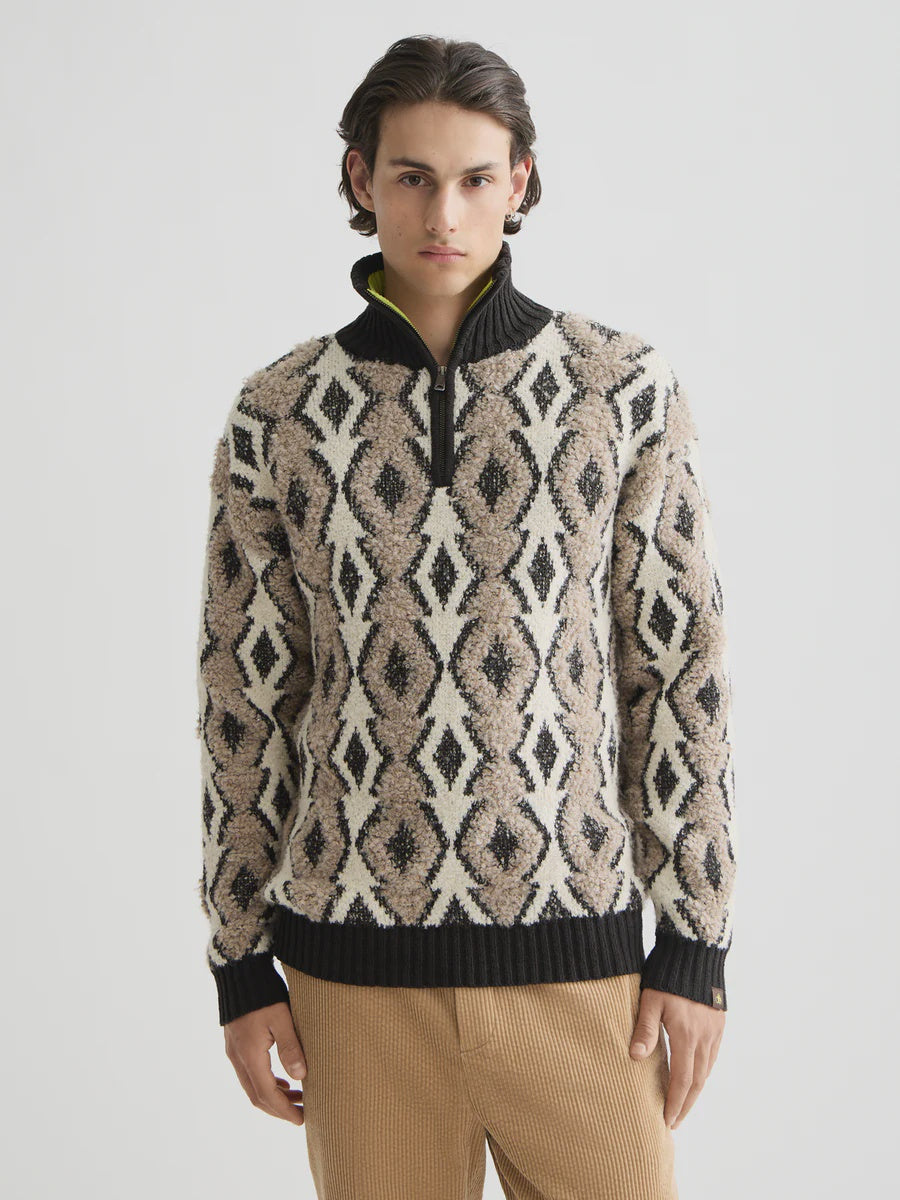 Scotch & Soda Argyles Jacquard Dropped Shoulder Pullover / Mini Eggnog