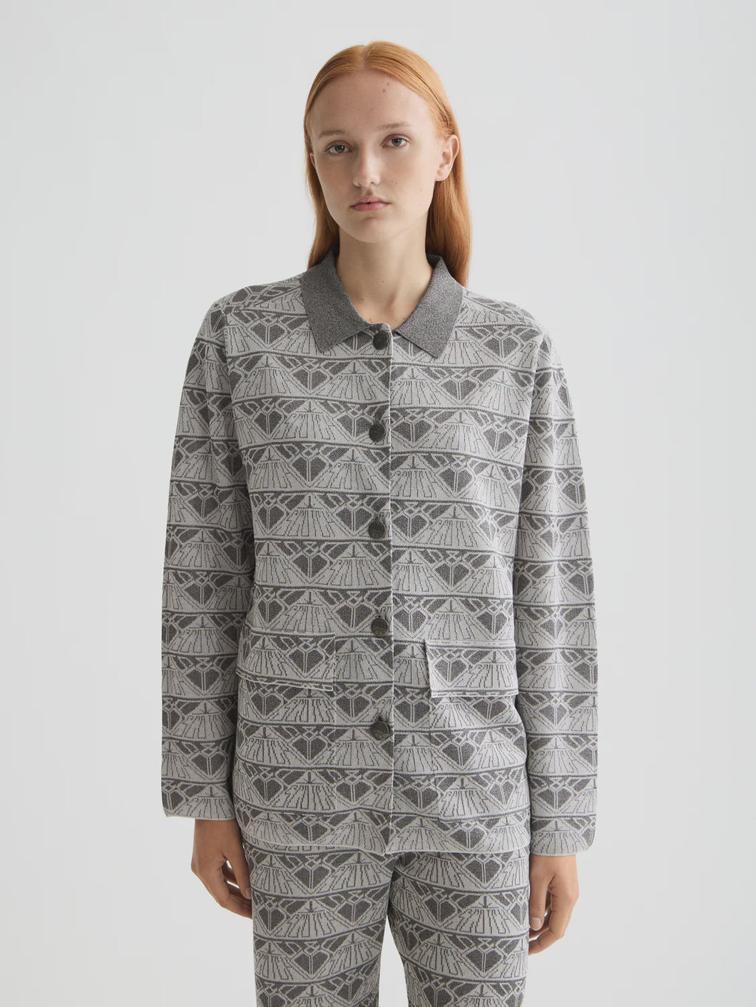 Scotch&Soda Jacquard Knit Jacket / Silver/Gunmetal