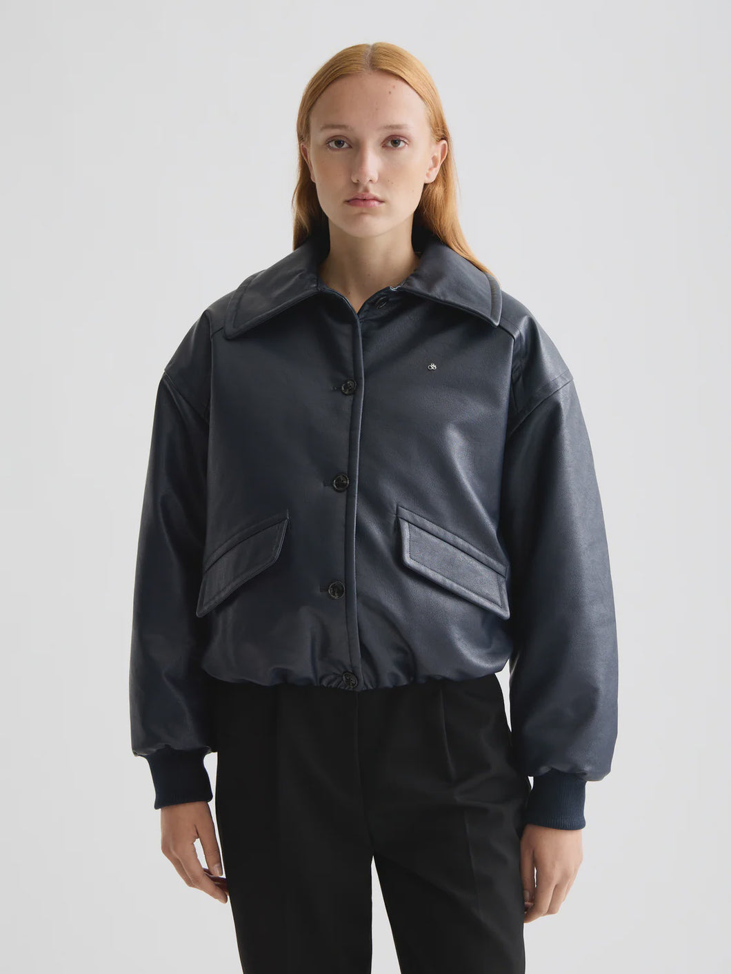 Scotch&Soda Faux Leather Bomber Jacket / Dark Navy