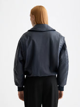 Load image into Gallery viewer, Scotch&amp;Soda Faux Leather Bomber Jacket / Dark Navy
