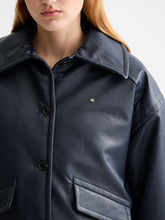 Load image into Gallery viewer, Scotch&amp;Soda Faux Leather Bomber Jacket / Dark Navy
