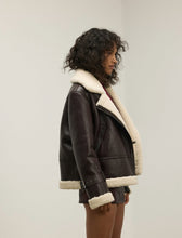 Load image into Gallery viewer, Hudson Faux leather sherpa accent jacket
