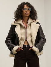 Load image into Gallery viewer, Hudson Faux leather sherpa accent jacket
