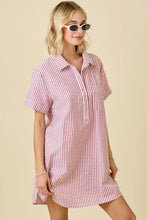 Load image into Gallery viewer, Striped Seersucker Easy Shirt Dress W/Pockets
